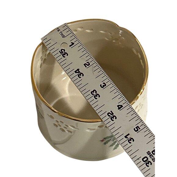 Lenox Holiday Wine Bottle Holder Porcelain With Gold Trim & Holly Design - Picture 5 of 5